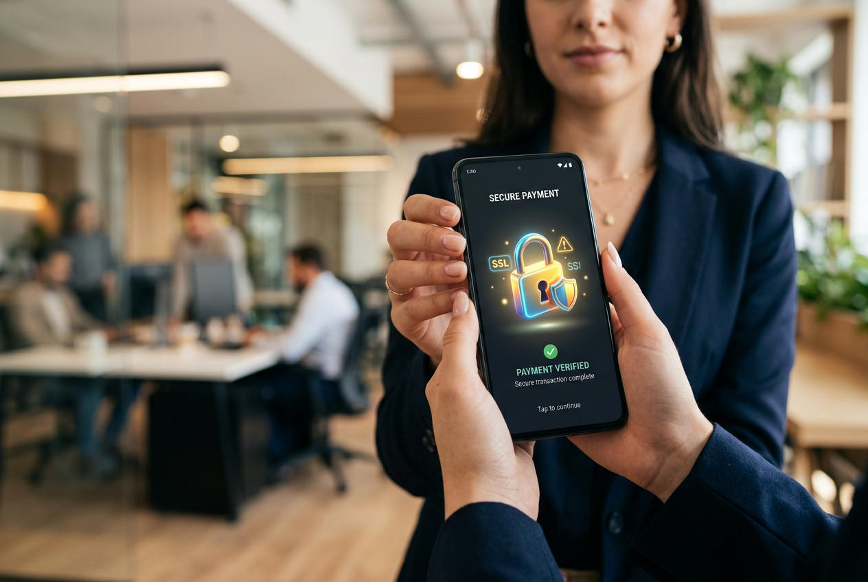 A golden digital lock symbolizing security in online transactions.
